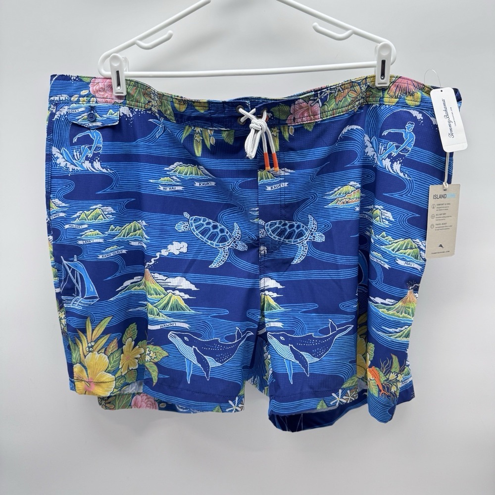 NWT Tommy Bahama 3XLB Artist Series Rialto Aloha From Hawaii Swim Trunks 6"